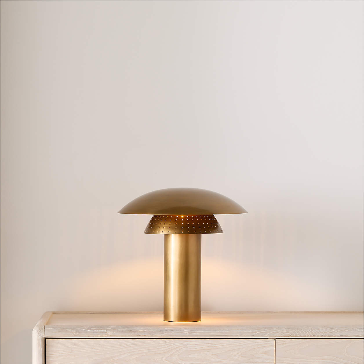 Den Brass Table Lamp with Metal Shade 14.25" | Crate & Barrel | Crate & Barrel