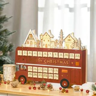 HOMCOM 24 Day Christmas Advent Calendar for Adults & Kids, Wooden Christmas Decoration | Overstoc... | Bed Bath & Beyond