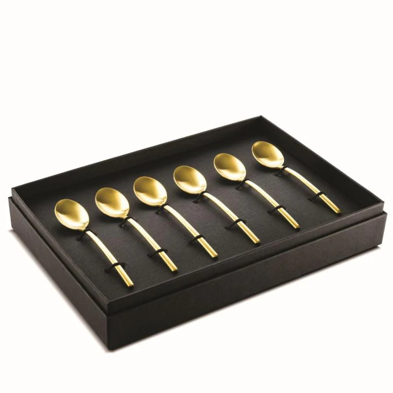Mepra Due Brushed Gold 6-Piece Coffee Spoon Set | Sabavi Home