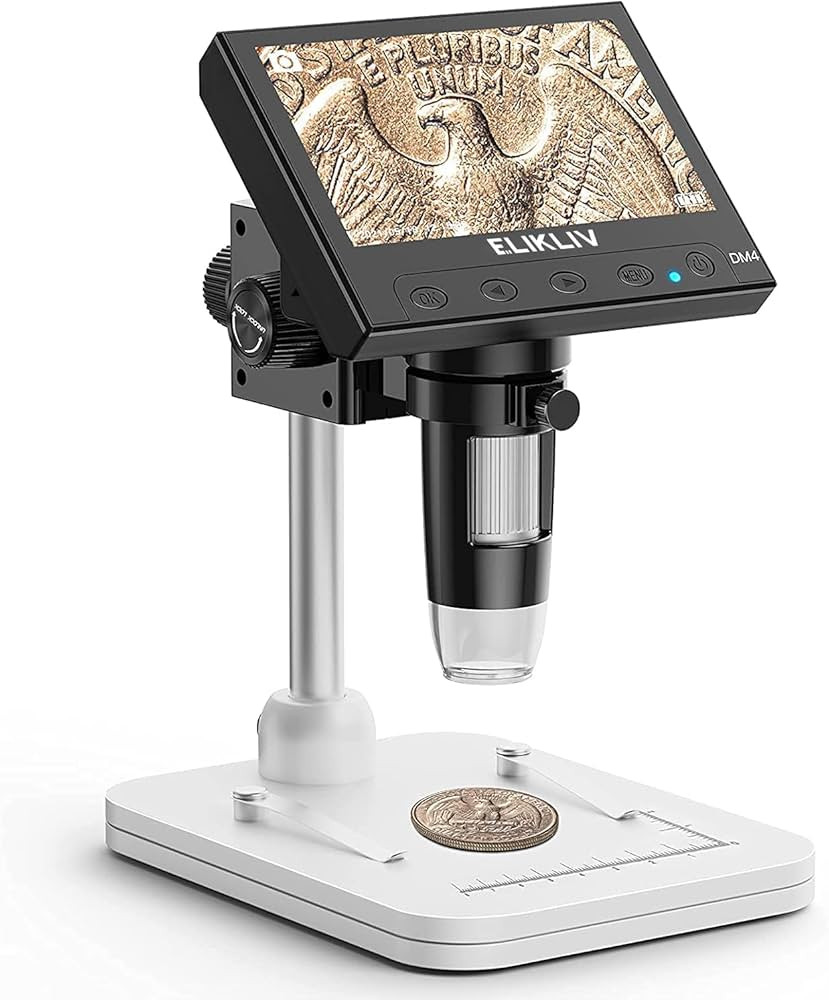 Elikliv Microscope, LCD Digital Coin Microscope 1000x, Coin Magnifier with 8 Adjustable LED Light... | Amazon (US)