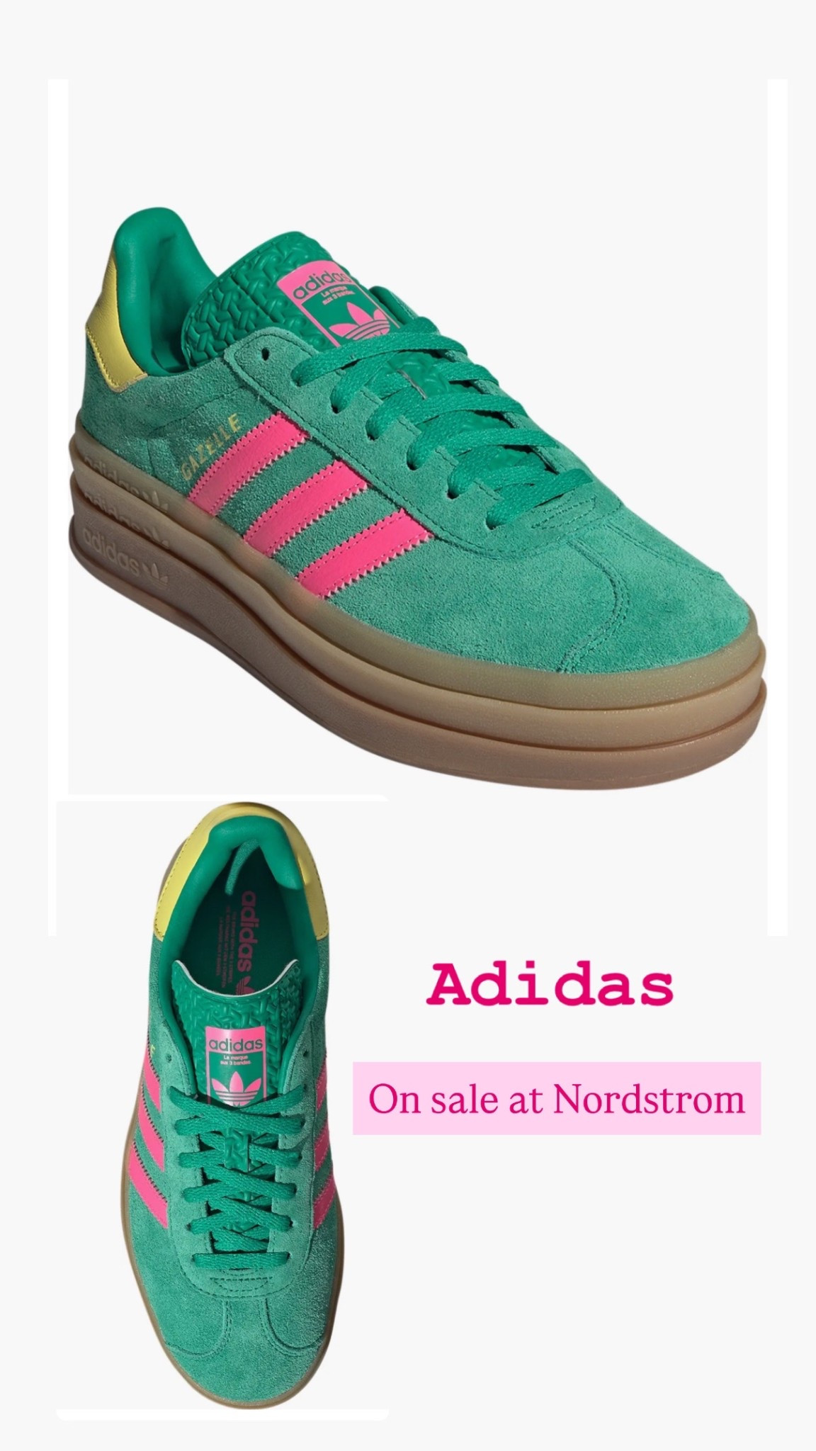 On sale at Nordstrom these cute Adidas are here for the Spring and Summer 💚🌸