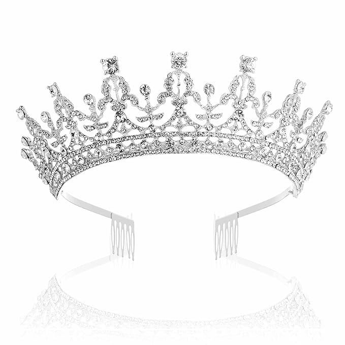 Silver Crystal Tiara Crowns for Women Bridal Wedding Prom Princess Crown with Combs Tiaras for Wo... | Amazon (US)