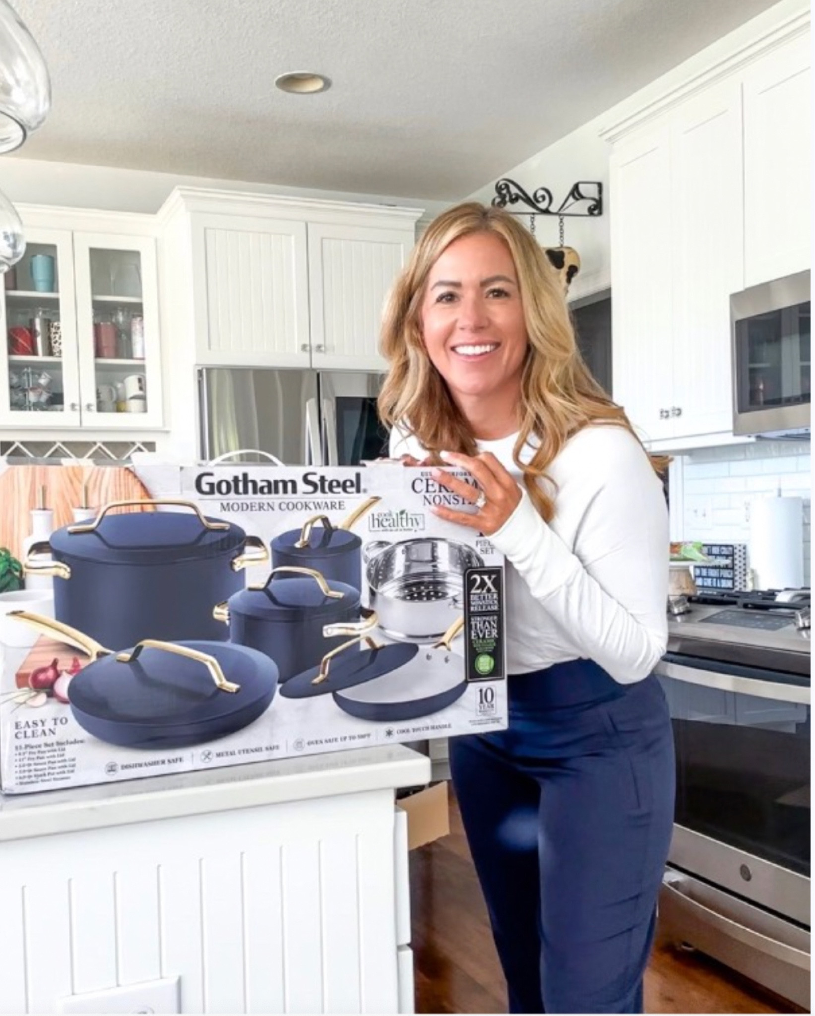 Décor Days is here at The Home Depot making it the perfect time to spruce up your home for Fall! I love the ease of ordering from the Home Depot and having my items delivered right to my front door and unpacking them in my kitchen for immediate use. I just got in this Modern 11-Piece Aluminum Ultra Performance Ceramic Nonstick Cookware Set in Navy and love it! The quality is so good and the color matches my décor perfectly! #thehomedepotpartner @homedepot #thehomedepot
