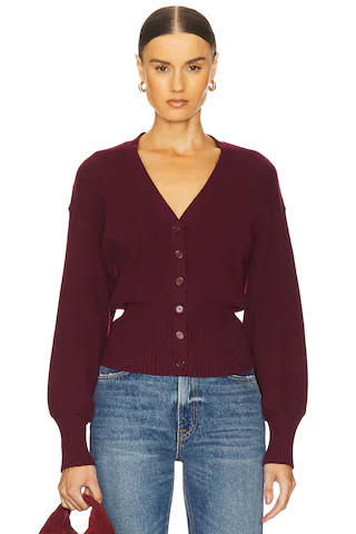 L'Academie by Marianna Monnie Knit Cardigan in Black Cherry from Revolve.com | Revolve Clothing (Global)