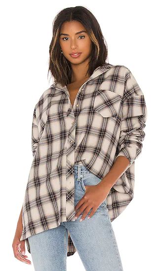 Gela Oversized Top in Nude Plaid | Revolve Clothing (Global)