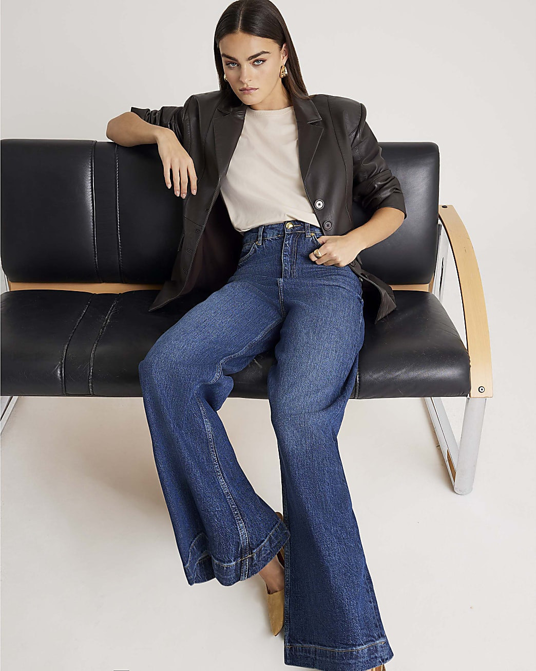 Blue High Rise Wide Leg Jeans | River Island UK & IE