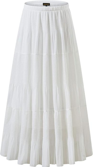 Women's Chiffon Elastic High Waist Pleated A-Line Maxi Skirts | Amazon (US)