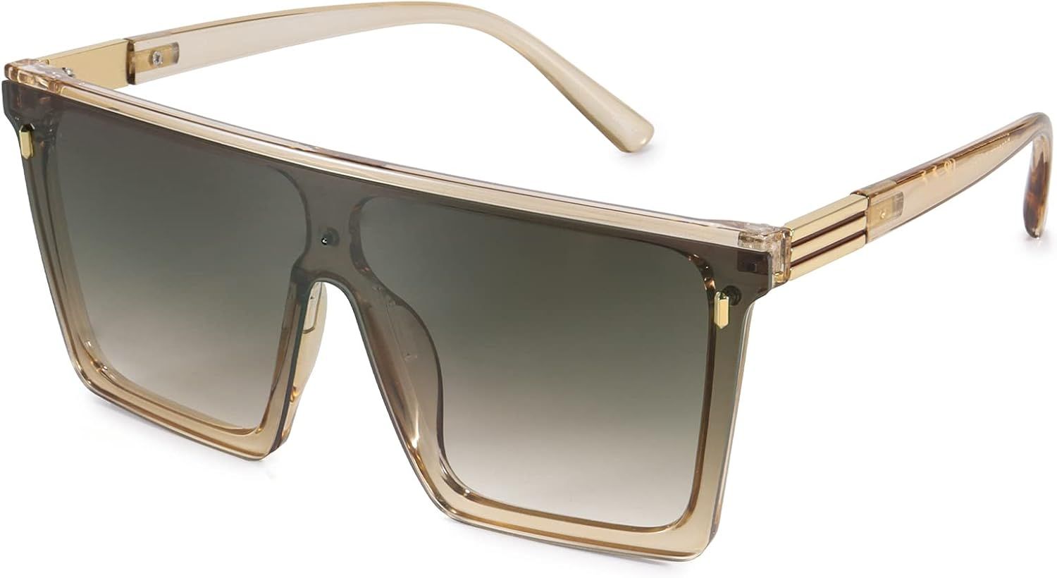 Dollger Square Oversized Sunglasses for Women Men Trendy Flat Top Big Black Shades UV400 Sunnies | Amazon (US)