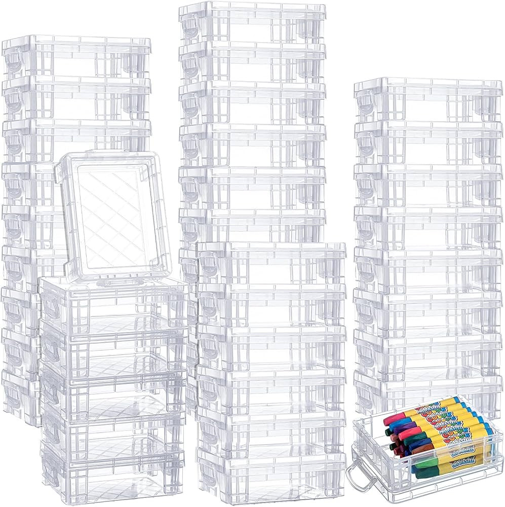Suzile 40 Pcs Plastic Crayon Boxes with Snap Lid Crayon Storage Container Bulk Stackable Transpar... | Amazon (US)