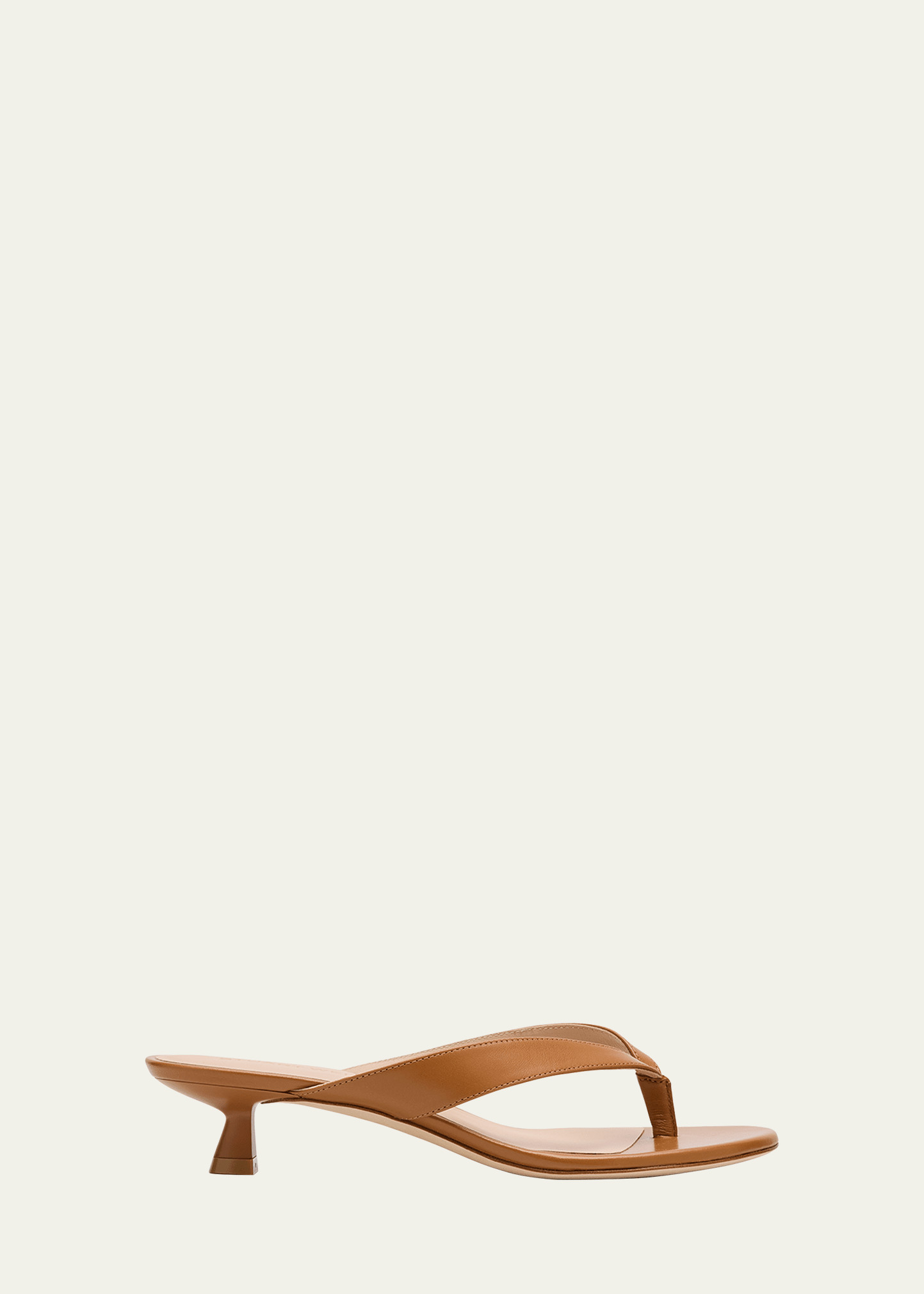 Stuart Weitzman Rio Leather Kitten-Heel Thong Sandals | Bergdorf Goodman