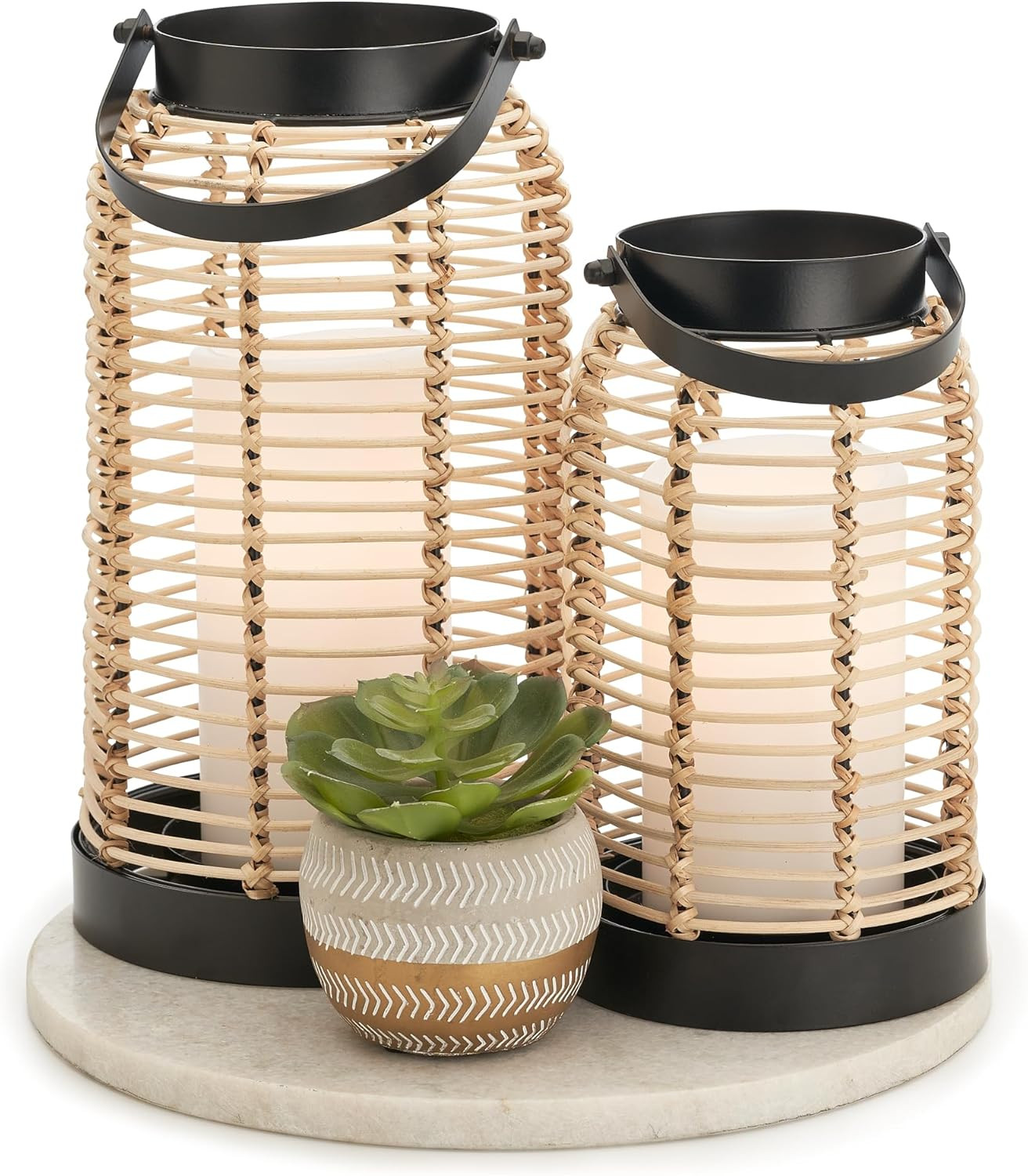 Natural Rattan Boho Lanterns - Handcrafted Chic Decor to Enhance Your Home - Modern Farmhouse Bea... | Amazon (US)