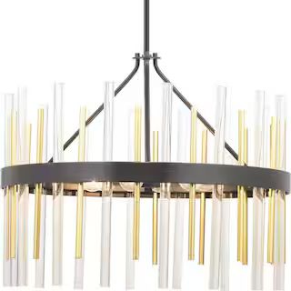 Orrizo Collection 6-Light Matte Black Clear Glass Luxe Chandelier Light | The Home Depot