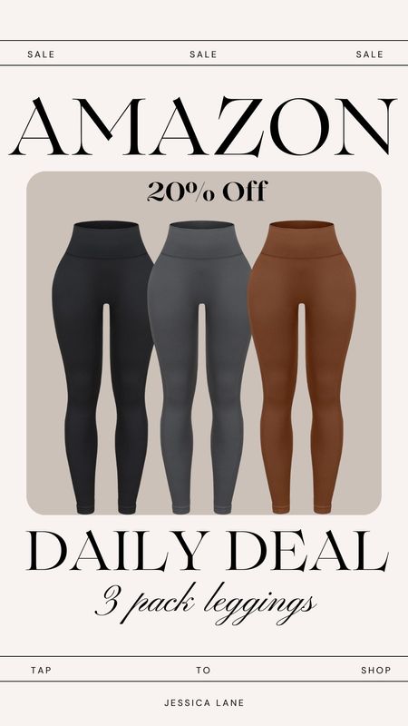 Amazon daily deal, save 20% on this set of three activewear leggings.Workout leggings, Amazon leggings, three pack of leggings, ribbed high waisted leggings, Amazon fitness

#LTKfitness #LTKsalealert #LTKstyletip