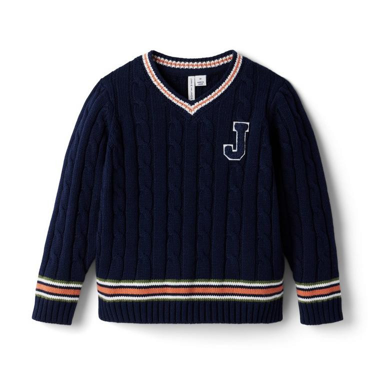 Cable Knit Varsity Sweater | Janie and Jack