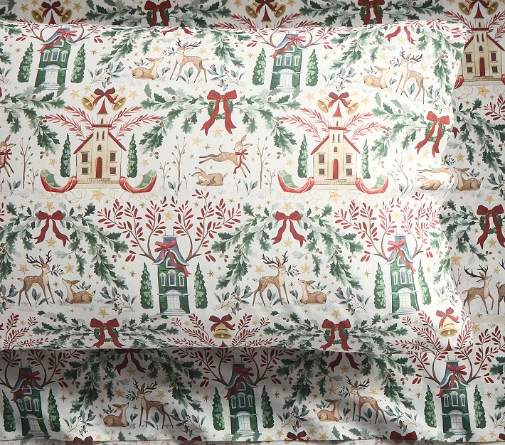 Chris Loves Julia Holiday Village Organic Cotton Sheet Set | Pottery Barn Kids
