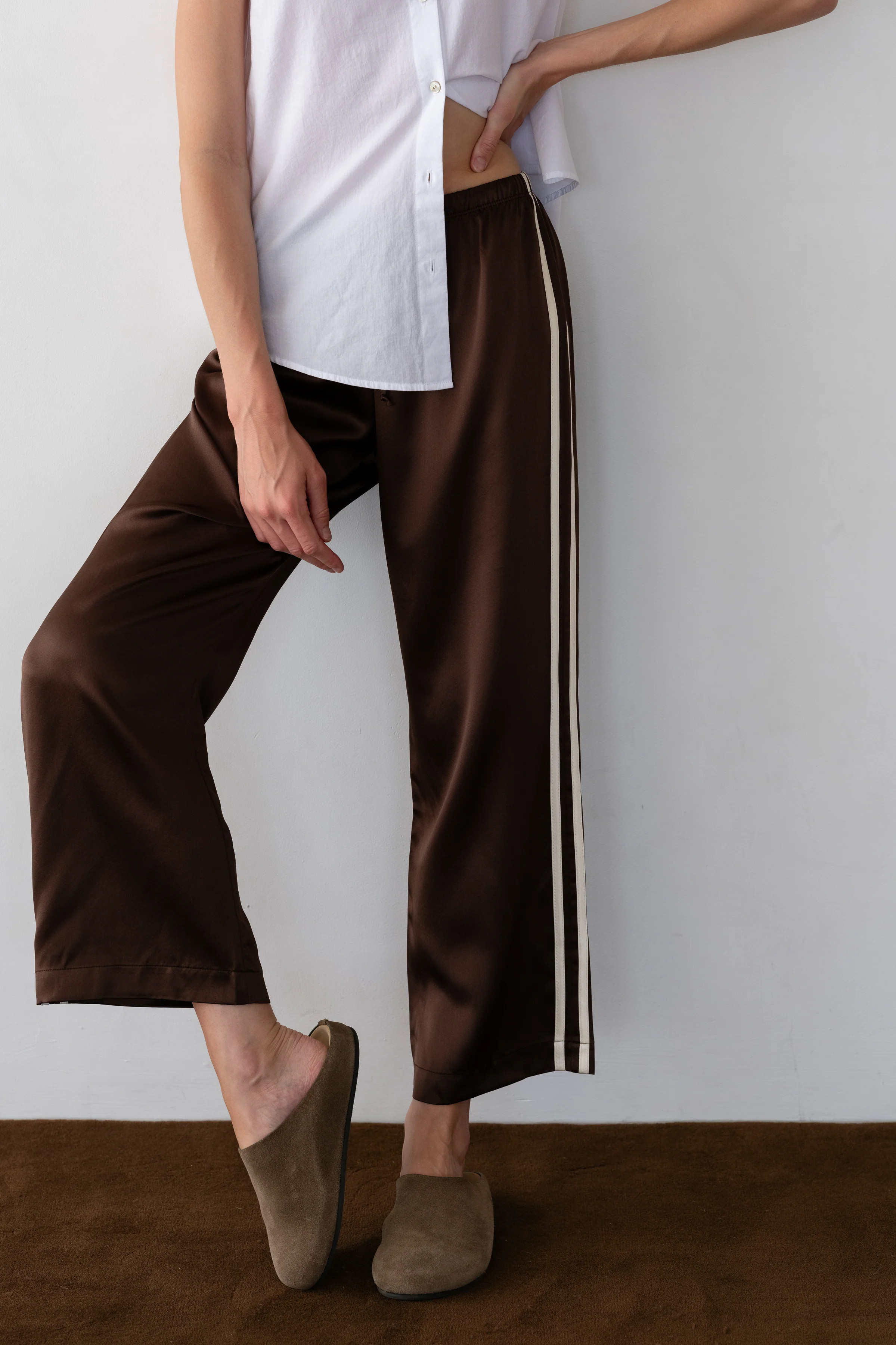 The Silk Stripe Crop Pant | DONNI.