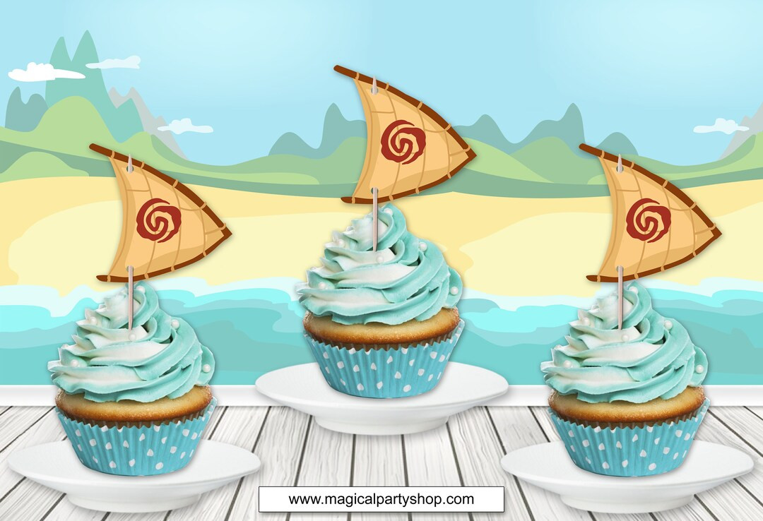 Moana Cupcake Toppers Sailboat, Moana Party, Moana Decoration, Moana Tableware - Etsy | Etsy (US)