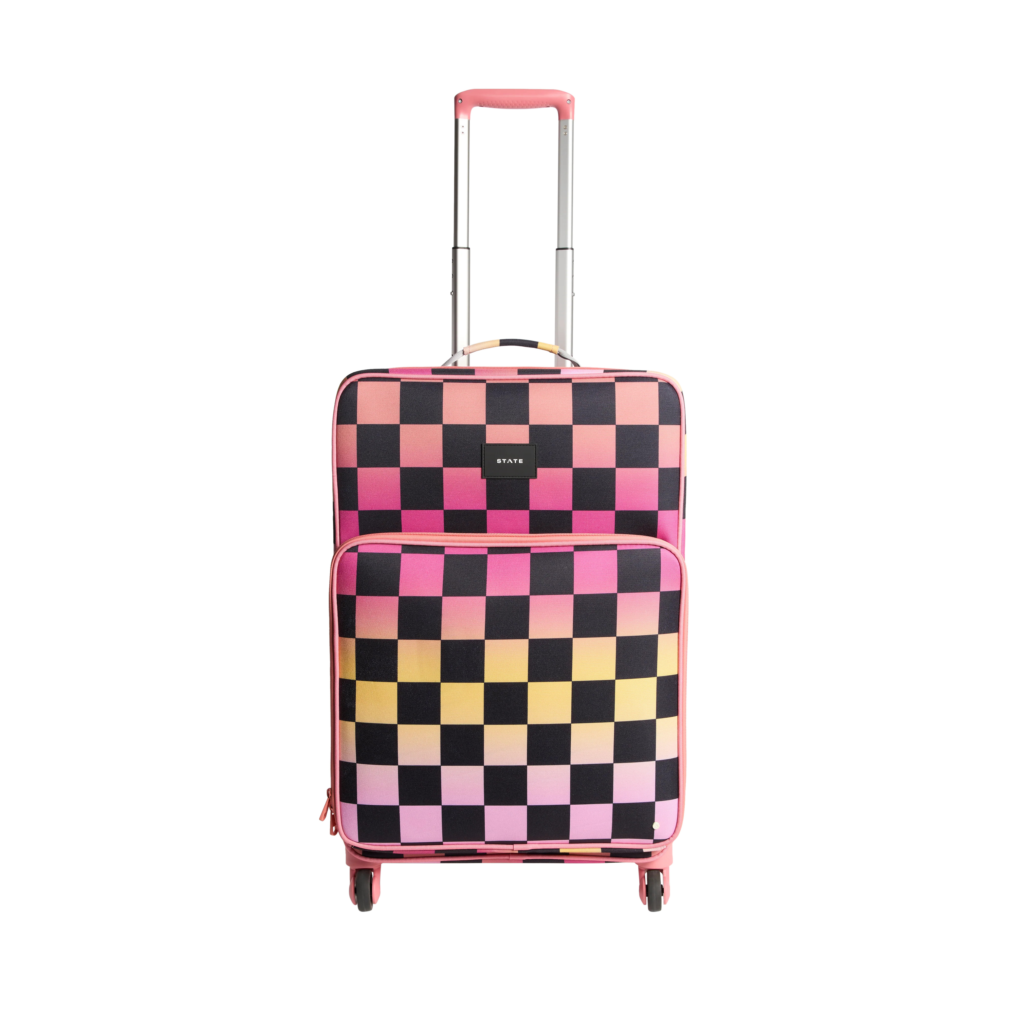 STATE Bags | Logan Check In Suitcase Pink Checkerboard | STATE Bags