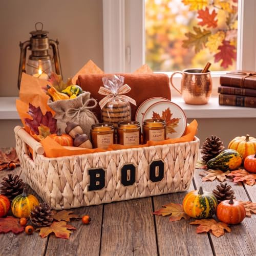 Hushee Halloween Boo Basket with Handle, Woven Spooky Gift Basket, 11" | Amazon (US)