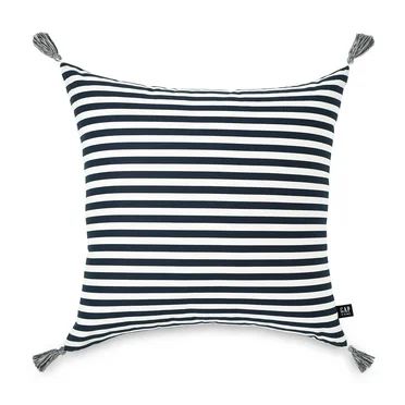 Gap Home Mini Stripe with Tassels Organic Cotton Blend Outdoor Dec Pillow, Navy, 18x18 - Walmart.... | Walmart (US)