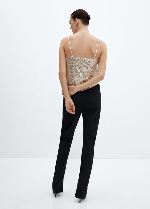 Sequined strap top -  Women | Mango United Kingdom | MANGO (UK)