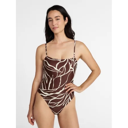 Time and Tru Women s and Women s Plus Lace Up One Piece Swimsuit Sizes XS-3X | Walmart (US)