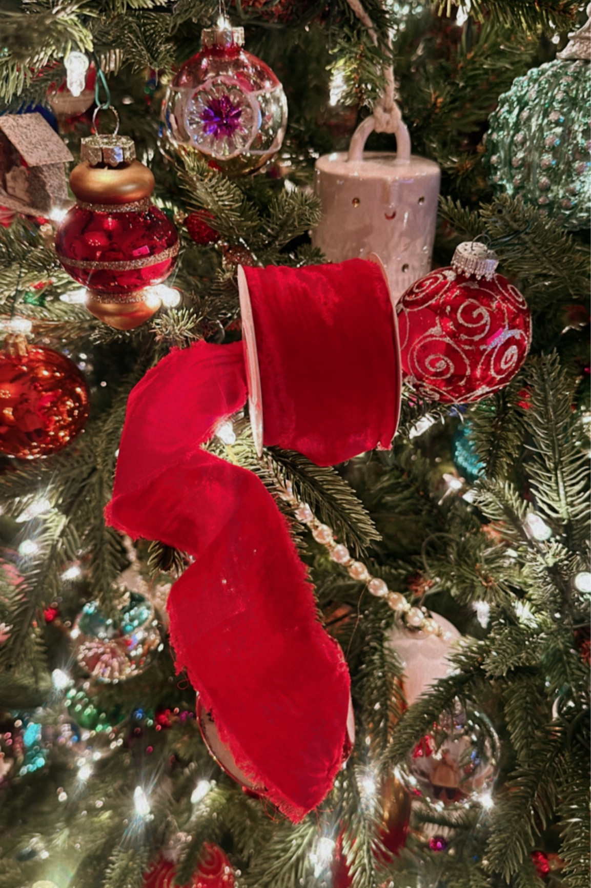 Frayed velvet ribbon for Christmas tree bows! 

#LTKHoliday #LTKSeasonal #LTKhome