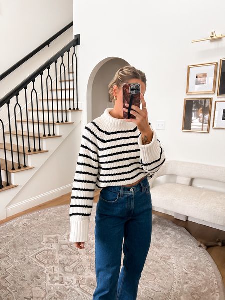 Nautical vibes for spring! 🛥️ 

Wearing this sweater in an xs - I love the cuff detailing. Thick and luxurious! 👏🏻Easily could be a great piece for a #capsule wardrobe too!

Linking a skirt that this would look SUPER cute with too!!❤️

#LTKstyletip #LTKworkwear #LTKfindsunder100