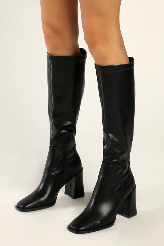 Michella Black Square Toe Knee High Boots | Lulus (US)
