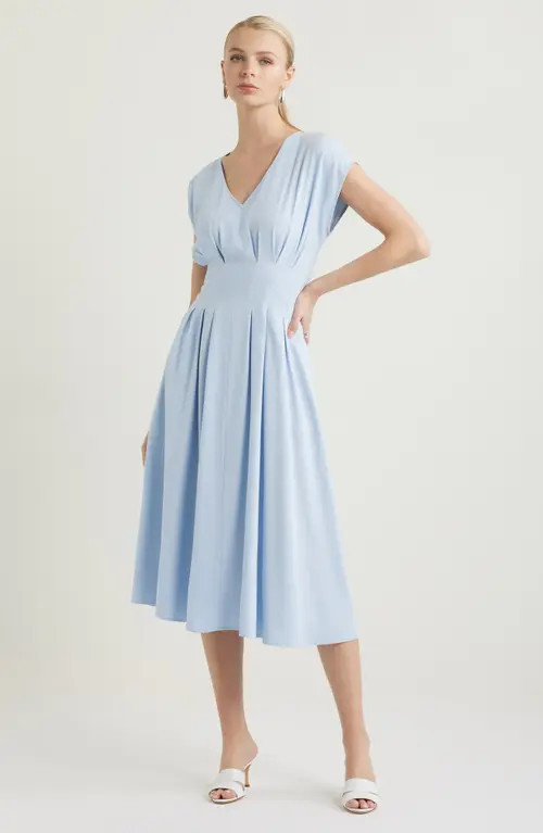 Nordstrom Pleated Midi Dress in Blue Skyway at Nordstrom, Size Medium | Nordstrom