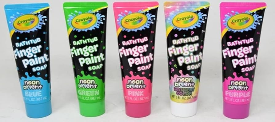 Crayola Bathtub Fingerpaint 5 Pack, 3 Ounce Tubes NEON BRIGHT Color Variety Blue, Green, Pink, Pu... | Amazon (US)
