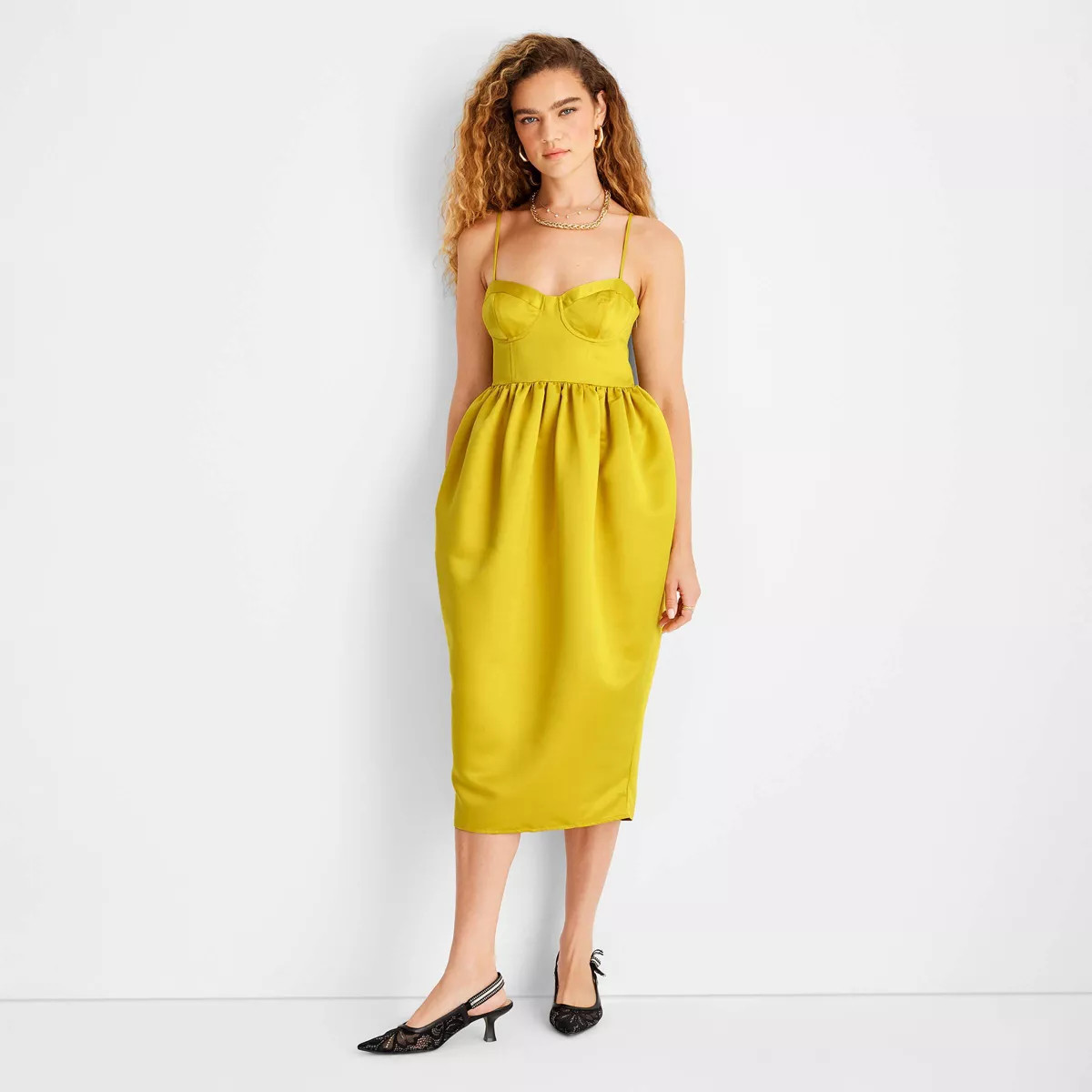 Women's Sweetheart Bubble Satin Midi Dress - Future Collective | Target