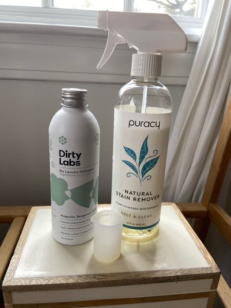 Working on my best replacements for The Laundress laundry detergent and stain solution: enter Puracy & Dirty Labs! So happy with both of these products as sustainable choices for garment care!