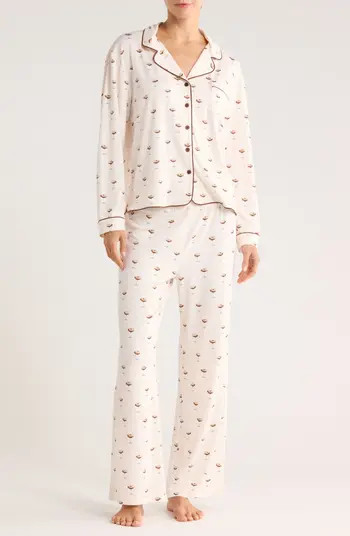 Quiet Night Long Sleeve Button-Up Top & Pants Pajamas | Nordstrom Rack