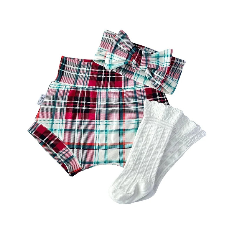 Christmas Plaid Bummies & Top Knot Headband - baby girl Christmas outfit - newborn Christmas outf... | Etsy (US)