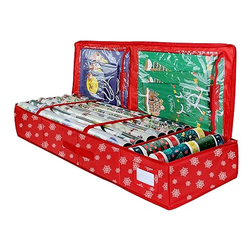 Delixike Christmas Wrapping Paper Storage Organizer, Gift Wrap Storage Bag with Pockets,600D Heavy Duty Underbed Gift Wrap Organizer Fits for Holiday Accessories Ornaments (Large) | Amazon (US)