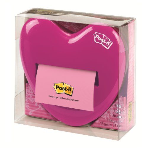 Post-it Pop-up Notes Dispenser for 3 x 3-Inch Notes Pink Heart Shape - Walmart.com | Walmart (US)