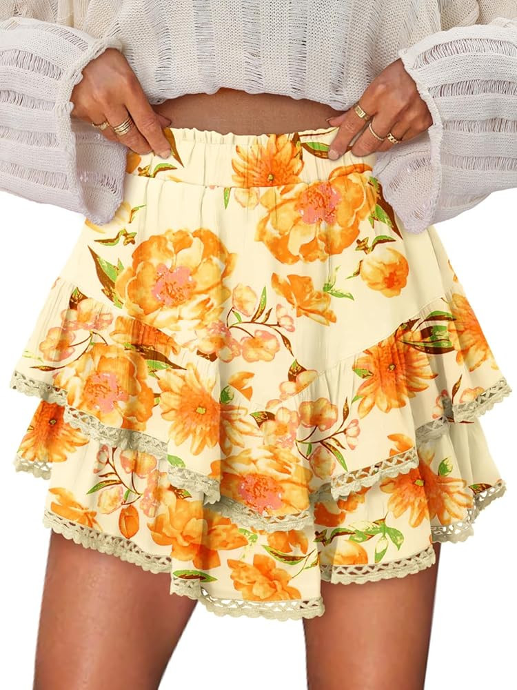 onlypuff Flowy Shorts for Women Ruffle Skorts Mini Skirts High Waisted Teen Gilrs Tennis Skort Su... | Amazon (US)