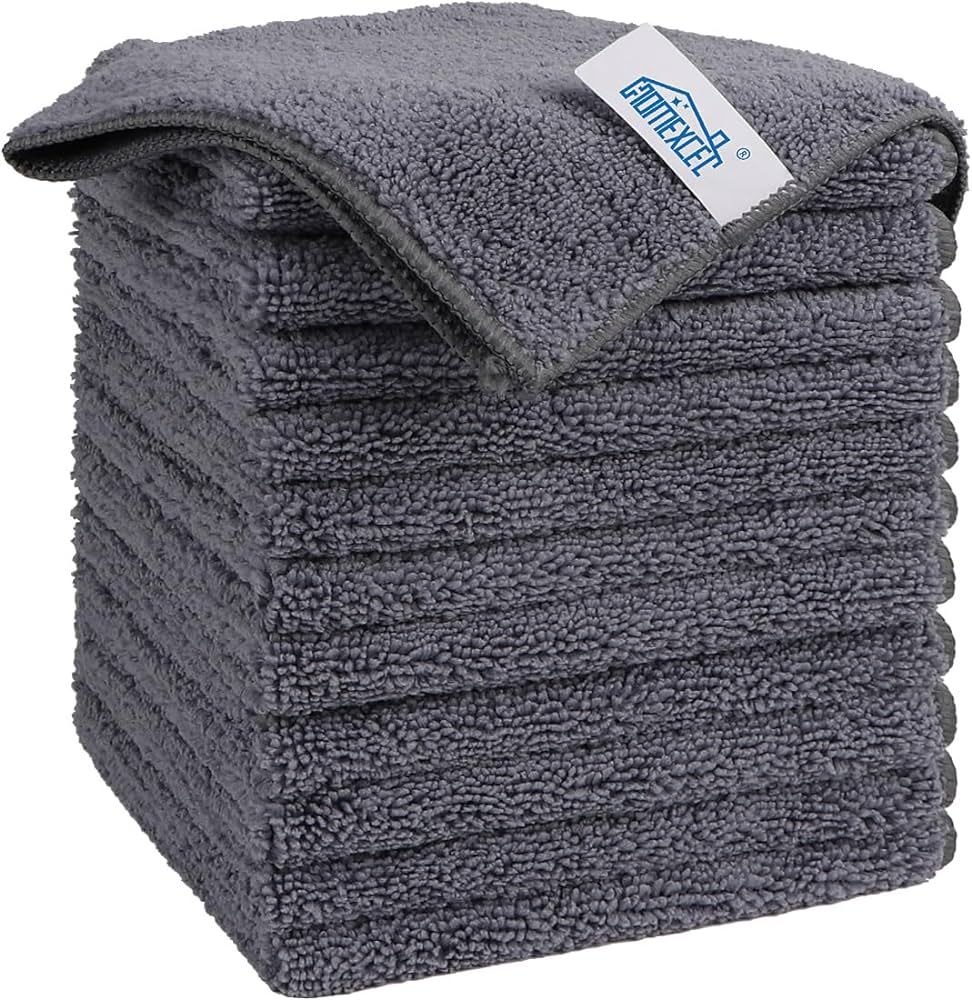 HOMEXCEL Microfiber Cleaning Cloth Grey, 12 Pack Premium Microfiber Towels for Cars, Lint Free, S... | Amazon (US)