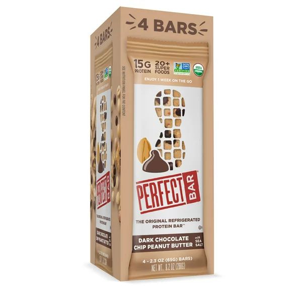 Perfect Bar, Dark Chocolate Peanut Butter with Sea Salt Protein Bar, 15g Protein, 2.3 Oz., 4 Ct -... | Walmart (US)