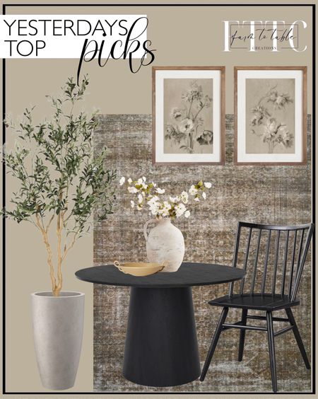Yesterday’s Top Picks. Follow @farmtotablecreations on Instagram for more inspiration.

Realead Faux Olive Tree 7ft - Realistic Tall Silk Olive Trees Artificial Indoor Decor - Large Potted Fake Olive Tree with Branches and Fruits - Artificial Olive Trees. Kante 23.6" H Weathered Concrete Finish Concrete Tall Planters Large Outdoor Indoor Decorative Plant Pots with Drainage Hole and Rubber Plug, Modern Tapered Style for Home and Garden. Dwen 46'' Manufactured Wood Foild with Grain Paper Round Top Pedestal Dining Table- The Pop Maison. Black Talia Dining Chair. Amber Lewis Loloi Tobacco Rust Area Rug. Artisan Handcrafted Terracotta Vase Large Jug. Ceramic Link Bowl with Handles. Antique Neutral Floral Print SET of Two | Vintage Muted Art | Digital PRINTABLE North Prints. 

#LTKsalealert #LTKfindsunder50 #LTKhome
