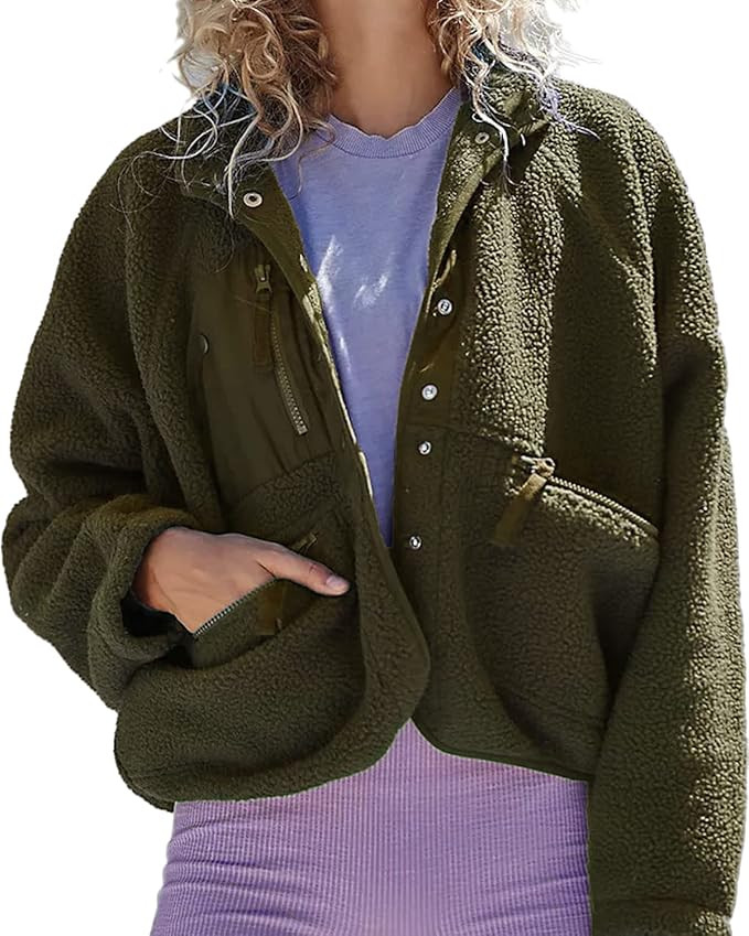Womens Winter Coats Casual Lapel Long Sleeve Fleece Faux Fur Jacket | Amazon (US)
