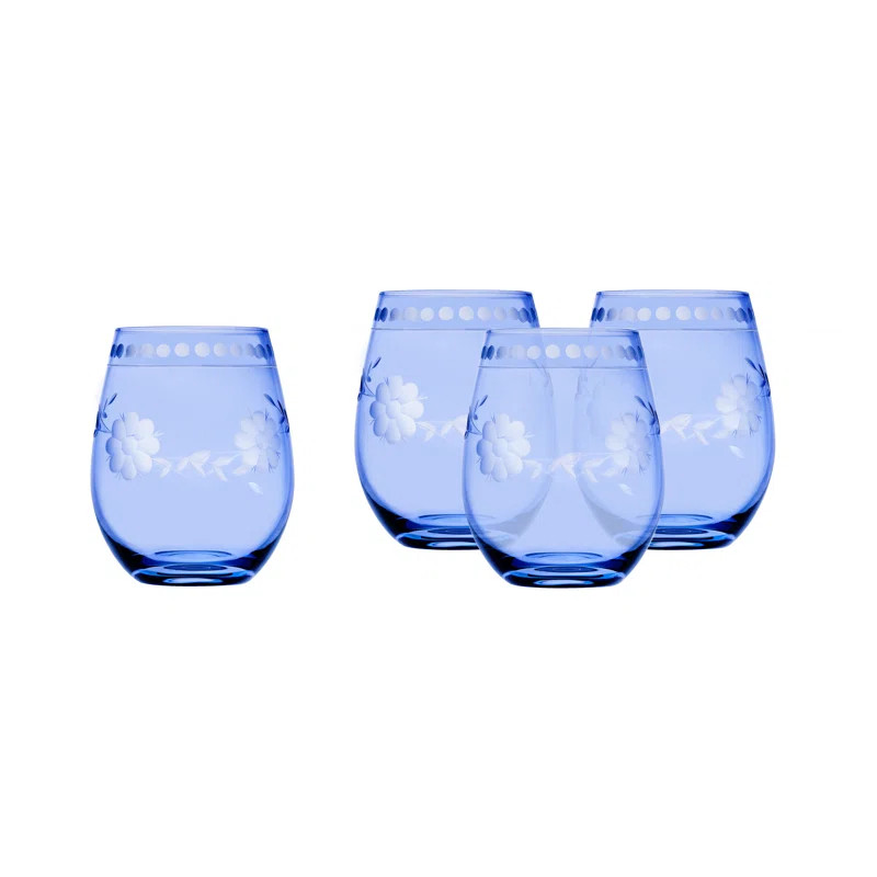 Celosia Baby Blue Stemless Wine 16 oz (Set of 4) | Wayfair North America