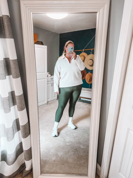 Plus size athleisure activewear outfit. These activewear leggings are my favorite to wear - they have a sculpting material and fit so good. I styled with my polo air essentials top and some comfortable sneakers with crew socks. 

Size 18
size 20 
Plus size activewear 
Athleisure
Casual outfi
 plus size workout 
Workout outfit 

#LTKplussize #LTKActive #LTKover40