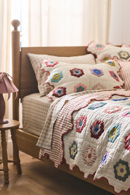 Millie 100% Cotton Printed Geo Shaped Edge Quilt | Anthropologie (US)