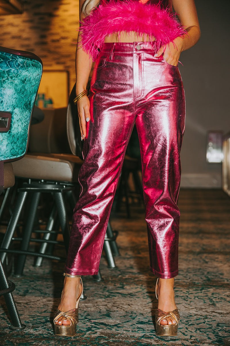 BuddyLove | Travolta High-Rise Metallic Pants | Cotton Candy | BuddyLove