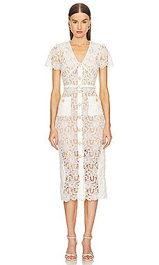 self-portrait Lace Midi Dress in Cream from Revolve.com | Revolve Clothing (Global)