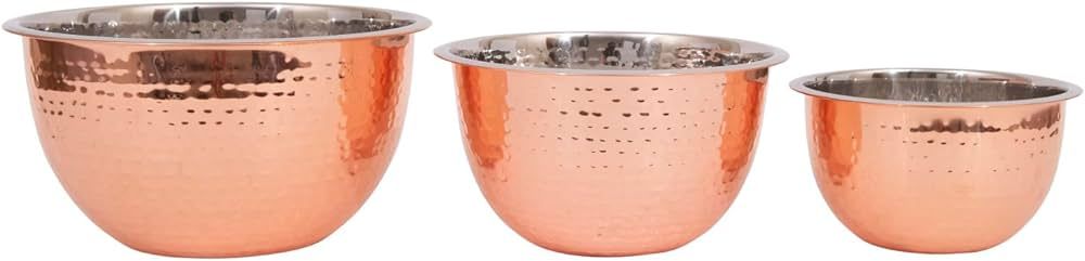 Creative Co-Op Hammered Stainless Steel Bowls in Copper Finish (Set of 3 Sizes) | Amazon (US)