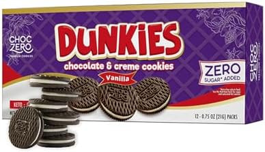 ChocZero Keto Chocolate Sandwich Cookies with Creme - Low Sugar Gluten Free Dunkies (1 Box, 9oz) | Amazon (US)