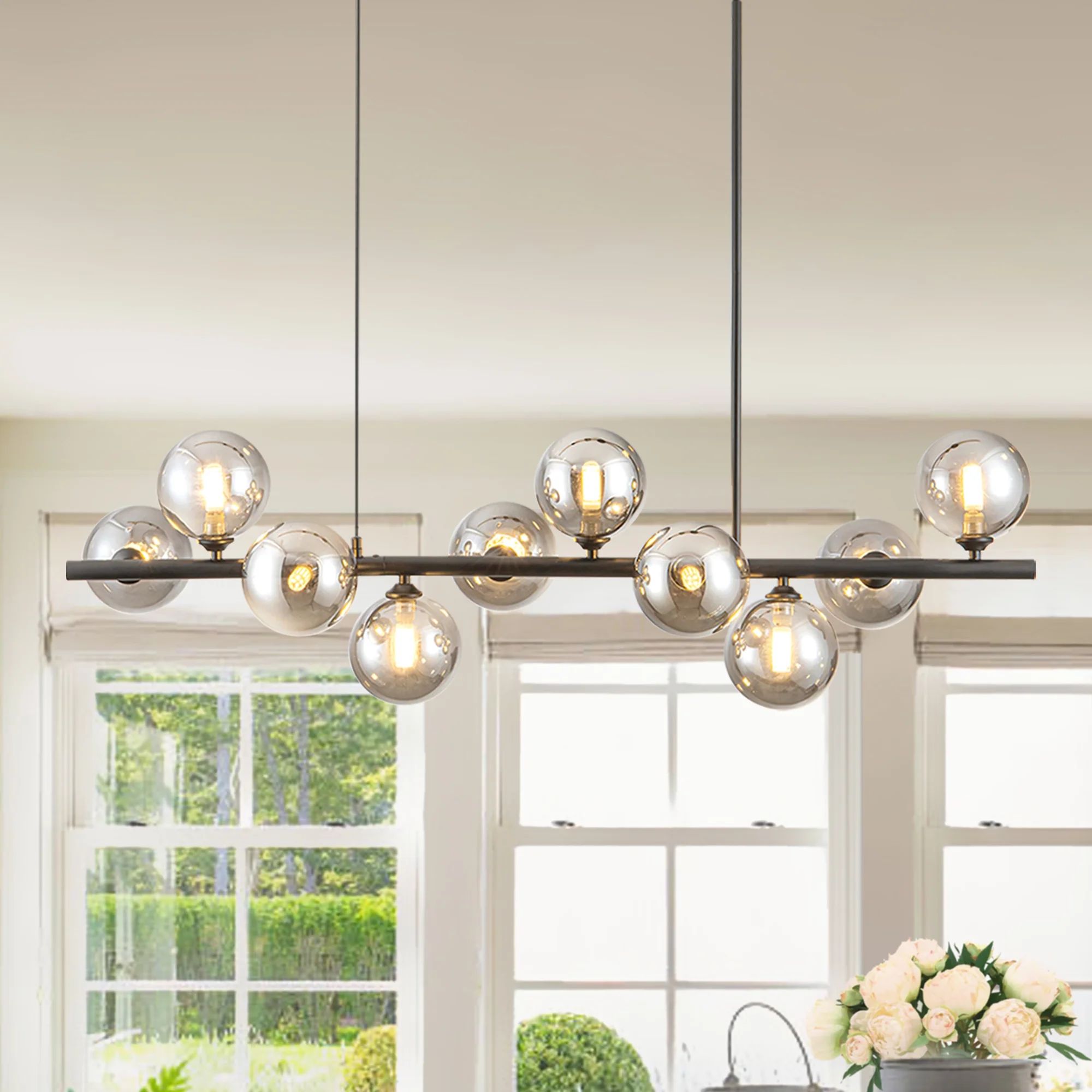 Modern Chandelier Linear Chandelier Large Chandeliers for Dining Room Black | Walmart (US)